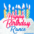 Happy Birthday GIF for Rance with Birthday Cake and Lit Candles