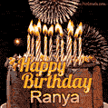 Chocolate Happy Birthday Cake for Ranya (GIF)
