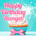 Happy Birthday Ranya! Elegang Sparkling Cupcake GIF Image.