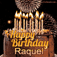 Chocolate Happy Birthday Cake for Raquel (GIF)
