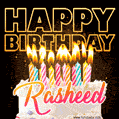 Rasheed - Animated Happy Birthday Cake GIF for WhatsApp