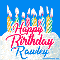 Happy Birthday GIF for Rawley with Birthday Cake and Lit Candles