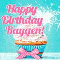 Happy Birthday Raygen! Elegang Sparkling Cupcake GIF Image.