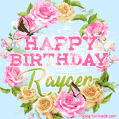 Beautiful Birthday Flowers Card for Raygen with Animated Butterflies