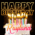 Rayland - Animated Happy Birthday Cake GIF for WhatsApp