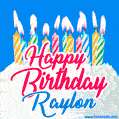 Happy Birthday GIF for Raylon with Birthday Cake and Lit Candles