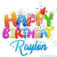 Happy Birthday Raylon - Creative Personalized GIF With Name