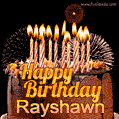 Chocolate Happy Birthday Cake for Rayshawn (GIF)