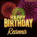 Wishing You A Happy Birthday, Reanna! Best fireworks GIF animated greeting card.
