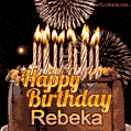 Chocolate Happy Birthday Cake for Rebeka (GIF)