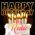 Reda - Animated Happy Birthday Cake GIF for WhatsApp