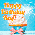 Happy Birthday, Reef! Elegant cupcake with a sparkler.