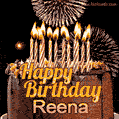 Chocolate Happy Birthday Cake for Reena (GIF)