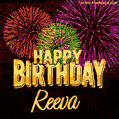 Wishing You A Happy Birthday, Reeva! Best fireworks GIF animated greeting card.