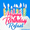 Happy Birthday GIF for Refael with Birthday Cake and Lit Candles