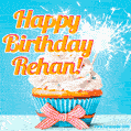 Happy Birthday, Rehan! Elegant cupcake with a sparkler.