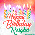 Happy Birthday GIF for Reighn with Birthday Cake and Lit Candles
