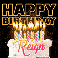 Reign - Animated Happy Birthday Cake GIF for WhatsApp