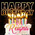 Reigna - Animated Happy Birthday Cake GIF Image for WhatsApp