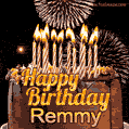 Chocolate Happy Birthday Cake for Remmy (GIF)