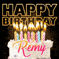 Remy - Animated Happy Birthday Cake GIF Image for WhatsApp