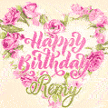 Pink rose heart shaped bouquet - Happy Birthday Card for Remy
