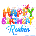 Happy Birthday Reuben - Creative Personalized GIF With Name
