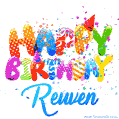 Happy Birthday Reuven - Creative Personalized GIF With Name