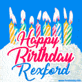 Happy Birthday GIF for Rexford with Birthday Cake and Lit Candles