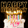 Rey - Animated Happy Birthday Cake GIF for WhatsApp