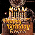 Chocolate Happy Birthday Cake for Reyna (GIF)