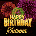Wishing You A Happy Birthday, Rhianna! Best fireworks GIF animated greeting card.