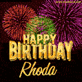 Wishing You A Happy Birthday, Rhoda! Best fireworks GIF animated greeting card.