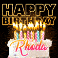 Rhoda - Animated Happy Birthday Cake GIF Image for WhatsApp