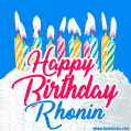 Happy Birthday GIF for Rhonin with Birthday Cake and Lit Candles