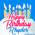Happy Birthday GIF for Rhyder with Birthday Cake and Lit Candles