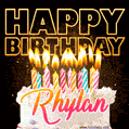Rhylan - Animated Happy Birthday Cake GIF for WhatsApp