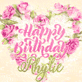 Pink rose heart shaped bouquet - Happy Birthday Card for Rhylie