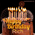 Chocolate Happy Birthday Cake for Rich (GIF)