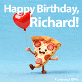 Happy Birthday Richard animated typography with a cute moving pizza slice