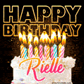 Rielle - Animated Happy Birthday Cake GIF Image for WhatsApp
