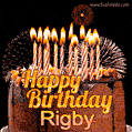 Chocolate Happy Birthday Cake for Rigby (GIF)