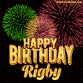 Wishing You A Happy Birthday, Rigby! Best fireworks GIF animated greeting card.