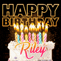 Riley - Animated Happy Birthday Cake GIF for WhatsApp