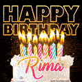 Rima - Animated Happy Birthday Cake GIF Image for WhatsApp