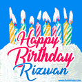 Happy Birthday GIF for Rizwan with Birthday Cake and Lit Candles