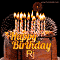 Chocolate Happy Birthday Cake for Rj (GIF)