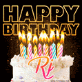 Rj - Animated Happy Birthday Cake GIF for WhatsApp