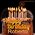 Chocolate Happy Birthday Cake for Roberto (GIF)