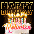 Robinson - Animated Happy Birthday Cake GIF for WhatsApp